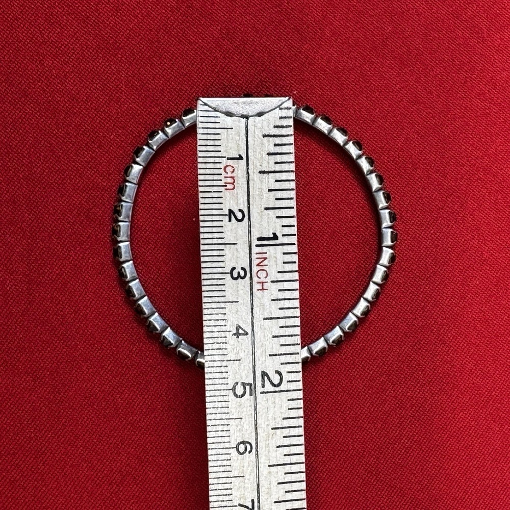 Vtg Silvertone Elastic Bracelet With Amber Colored Gems‎ - Picture 5 of 5